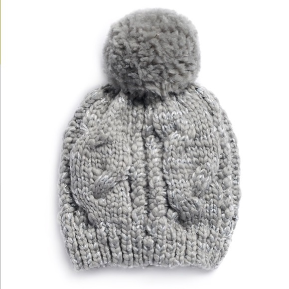 LC Lauren Conrad Grey Heather Cable-Knit Beanie - Picture 1 of 5